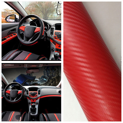 #ad 3D Red Carbon Fiber Vinyl Wrap Sticker Car Interior Accessorie Console Dashboard $13.42