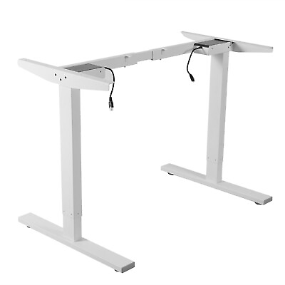 #ad White Electric Stand Up Desk Frame Dual Motor Standing Height Adjustable Control $132.99