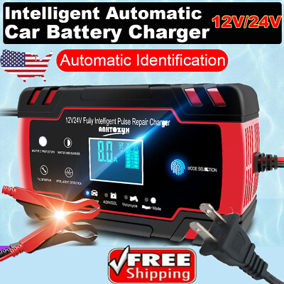 Intelligent Automatic Car Battery Charger 12 24V 8A Pulse Repair Starter AGM GEL $27.45