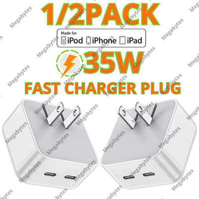 #ad 35W Dual Port Fast Charger Plug USB C Wall Adapter For iPhone 14 13 12 11 XR 8 7 $10.25