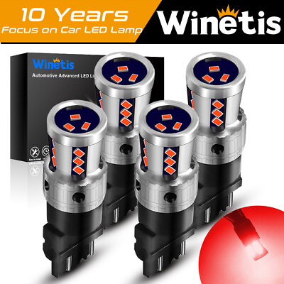 #ad Winetis 4Pcs 3156 3157 LED Brake Stop Pure Red Lights Bulbs Lamps Super Bright $14.93