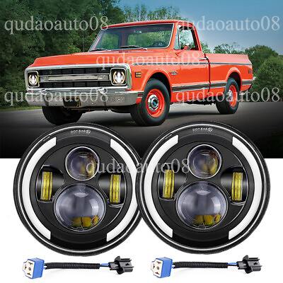 #ad 7quot; Round LED Headlights fit Chevy C10 Pickup Truck 1969 1970 1971 1972 1973 1974 $34.98