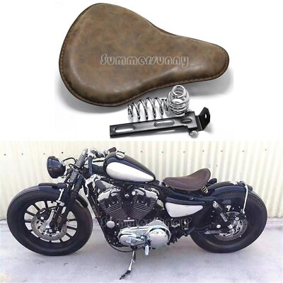 #ad For Harley Chopper Bobber Custom Retro Soft Leather Motorcycle Springs Solo Seat $65.70