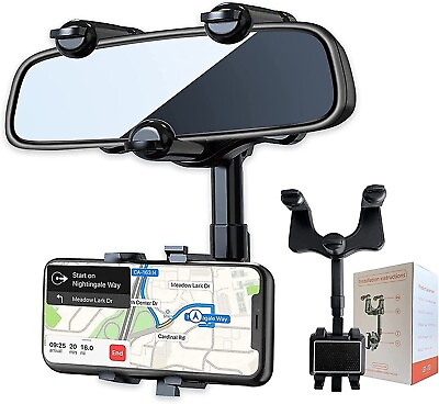 #ad New 360° Car Phone Holder Rotatable Retractable Rearview Mirror Mount Universal $5.99