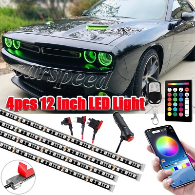 #ad #ad Carspeed 4x LED RGB DRL Halo Light Kit Neon Strip Angel Eye For Dodge Challenger $47.59