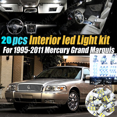 #ad 20pcs White Car Interior LED Light Bulb Kit for 1995 2011 Mercury Grand Marquis $11.79