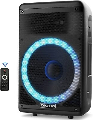 #ad Dolphin SP 1600RBT 15quot; Portable Party Speaker W LED Lights Microphone amp; Remote $197.10