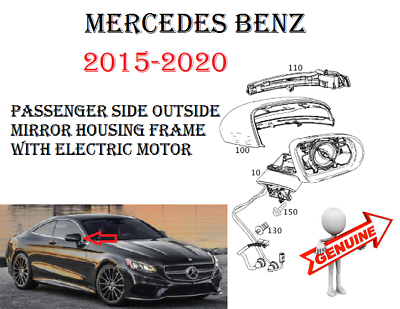 #ad Genuine Passenger Side Outside Mirror Housing Frame w Motor For Mercedes W217 $443.33