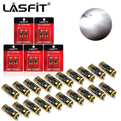 #ad Lasfit T10 LED License Plate Light Bulbs 6000K Bright White 168 2825 194 Canbus $107.96