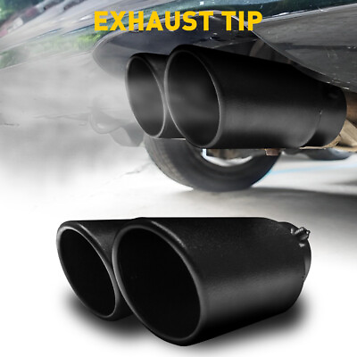 #ad Car Stainless Steel Rear Exhaust Pipe Tail Throat Muffler Tip Accessories Black $19.99