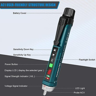 #ad 12 1000V Dual Sensitivity Electrical Tester Pen Non Contact AC Voltage Detector $13.89