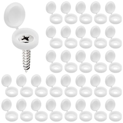 #ad 50 PCS White Plastic Hinged Screw Cover Caps for Covering Screw Heads Fold S... $6.58