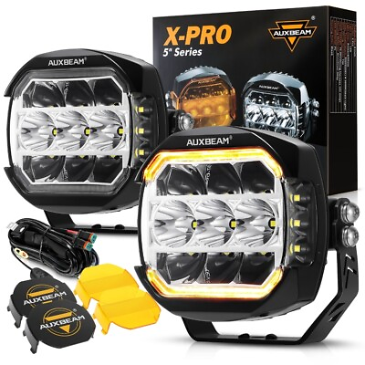 #ad AUXBEAM 5quot; Side Shooter LED Work Light Bar Pods Whiteamp;Yellow Lamp ATV Truck Boat $185.99