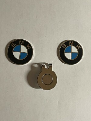 #ad 2 BMW 1quot; Flat Coin Style Golf Markers W Bonus Hat Clip Quality Made $10.00
