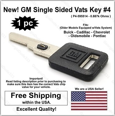 #ad New GM Genuine OEM Single Sided Uncut Ignition Vats Logo Key Blank w Chip #4 $18.95