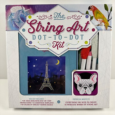 #ad String Art Dot to Dot Kit 96 pg book 15 Templates 10 Colors Thread Needle $19.99