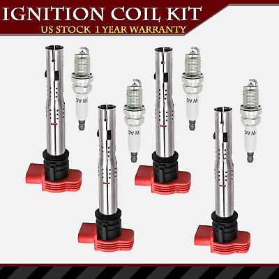 #ad #ad 4 x Ignition Coil amp; 4 x Spark Plug for Volkswagen Beetle Tiguan Passat 2.0L $110.11