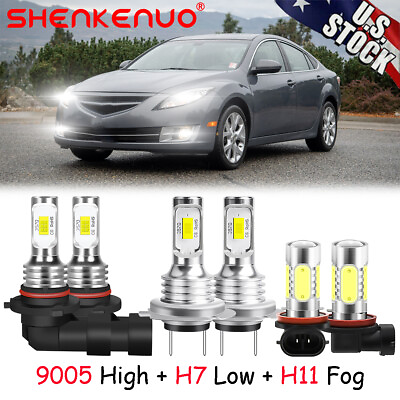 #ad For Mazda 6 2011 2012 2013 6X LED Headlight 9005 H7 H11 Fog Light Bulbs 6pcs Kit $34.55