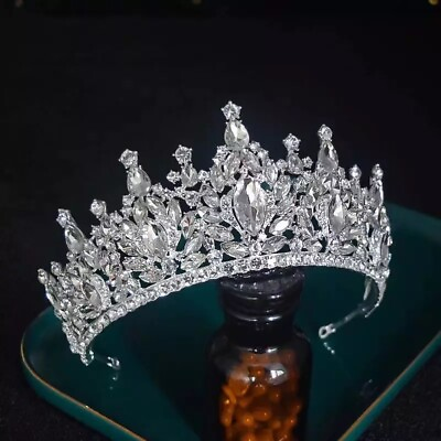 #ad Tiara Crown for Women Crystal Queen Pageant Big Rhinestone Princess Bridal Tiara $24.00
