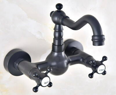 #ad Oil Rubbed Black Bronze Wall Mount Swivel Spout Bathroom Vessel Sink Tap Faucet $53.28