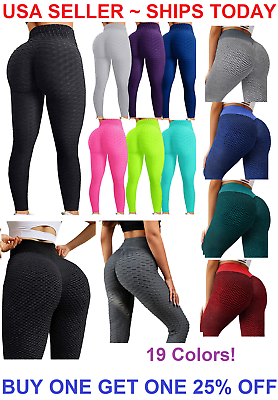 #ad Women Butt Lift Leggings Anti Cellulite High Waist Push Up Yoga Pants TikTok $9.98