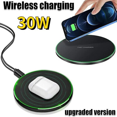 #ad Fast Qi Wireless Charger Pad For Samsung Galaxy S21 S20 S10 S9 S8 Xiaomi $15.99