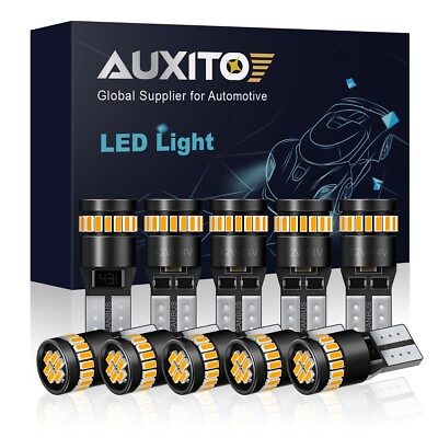 #ad 10X Amber Yellow 168 AUXITO 194 W5W 921 Light Interior Side Marke LED Bulb $17.99