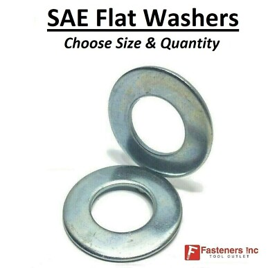 #ad SAE Flat Washers Low Carbon Grade 2 Zinc Plated Choose Size amp; Pkg Qty $160.05