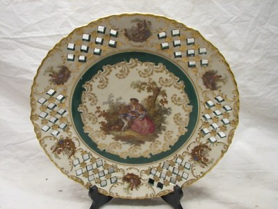 #ad GERMANY IMPERIAL PORZELlAN LG DECORATIVE PLATE GREEN FRENCH PROVINCIAL CHARGER A $59.99