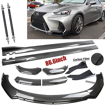 #ad For IS250 IS350 IS300 RC350 Fiber Front Bumper Lip Spoiler 86.6quot; Side Skirt Kit $169.99
