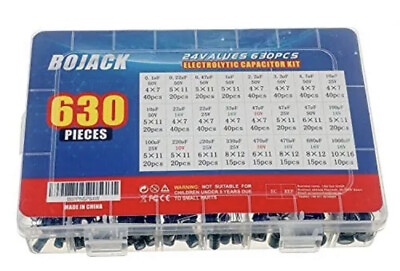 #ad BOJACK 24Value 630Pcs Aluminum Electrolytic Capacitor Assortment Box Kit Range $14.99