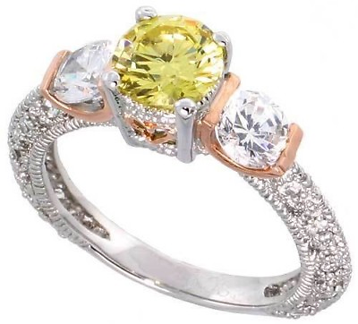 #ad Silver 1ct Ideal Cut Simulated Diamond Fancy Yellow Solitaire Engagement Ring $69.99