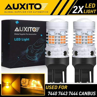 #ad AUXITO 7443 7440 7444 Anti Hyper Flash Amber LED Turn Signal Light Error Free EA $18.99