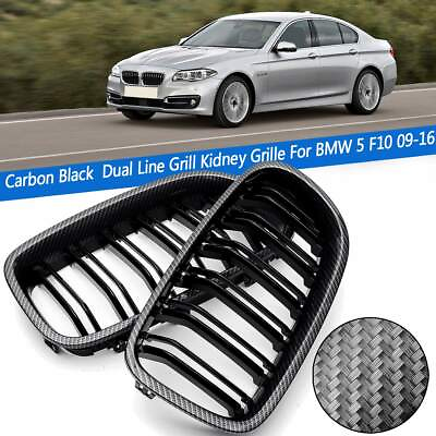 Carbon Gloss Black Kidney Grille Grill For BMW F10 528i 535i 550i 4D M5 10 16 $100.04