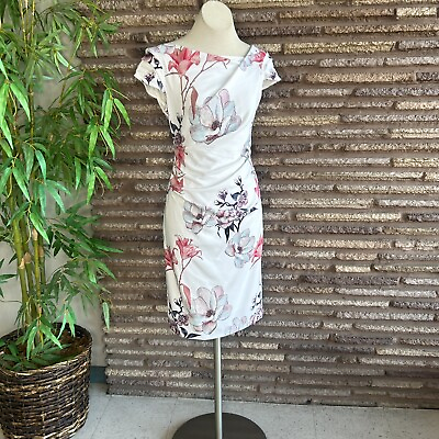 #ad White House Black Market White Lily Floral Bodycon Sheath Dress NEW Size 4 $64.85