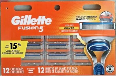 #ad Gillette Fusion 5 Razor Blade refills New Packs of 12 Cartridges US Made Sealed $28.75
