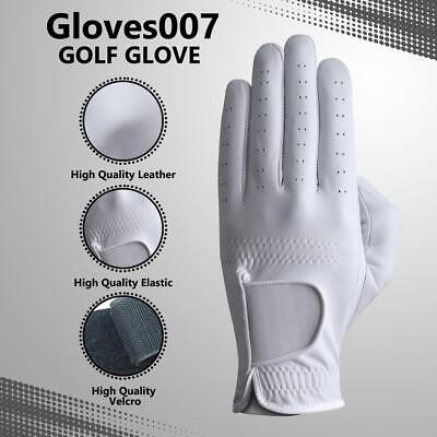 #ad New White Men 100% Cabretta Leather Golf Left Hand Gloves $36.99