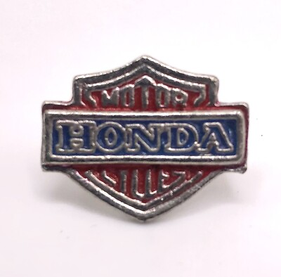 #ad Vintage 1970s Honda Motor Cycles Metal Silver Biker Rider Vest Lapel Hat Pin Tac $6.99