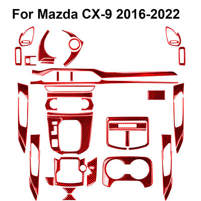 #ad 46Pcs Red Carbon Fiber Full Interior Kit Cover Trim For Mazda CX 9 2016 2022 $203.39