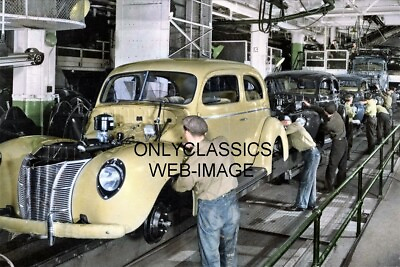#ad 1940 FORD ASSEMBLY LINE MANUFACTURING 8X12 PHOTO VINTAGE NEW CARS AUTOMOBILIA $14.41
