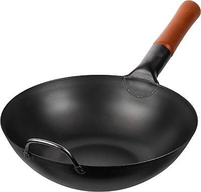 #ad YOSUKATA Carbon Steel Wok Pan – 118 “ Woks and Stir Fry Pans Chinese Wok with $54.99