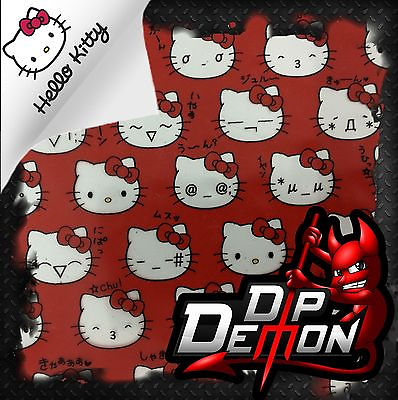 #ad KITTY CAT CARTOON RED BACKGROUND HYDROGRAPHIC WATER TRANSFER FILM HYDRO DIPPING $13.99