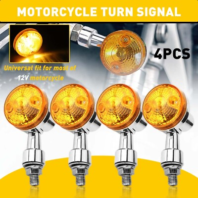 #ad 4X Motorcycle Turn Signals Blinker Light Chrome Amber For Yamaha Kawasaki Honda $15.99