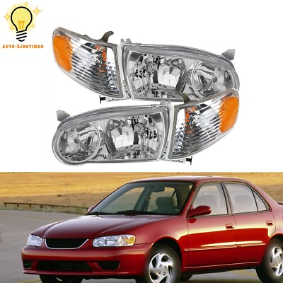#ad LeftRight Side Headlamp For Toyota Corolla 2001 2002 w Corner Signal Headlights $60.30