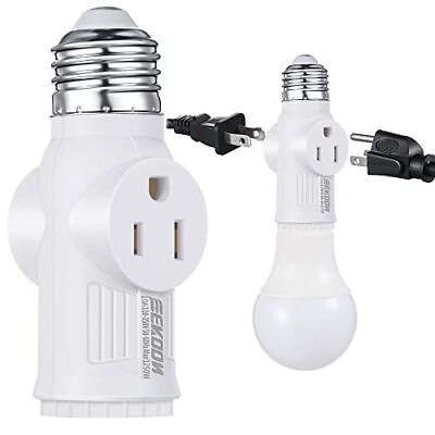 #ad 1 Pcs 3 Prong Light Socket Adapter E26 Light Bulb Outlet Adapter Polarized ... $16.65