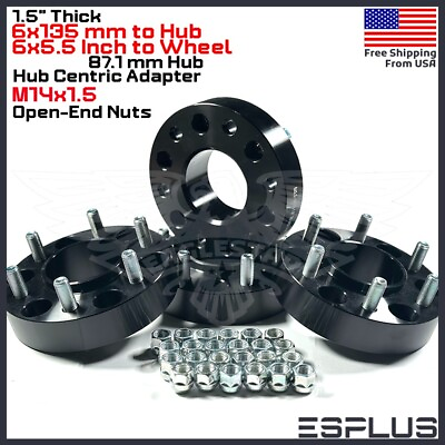 #ad 4x Ford 1.5quot; 6x135 to 6x5.5quot; Conversion Hub Centric Adapter Fit F150 Expedition $104.95