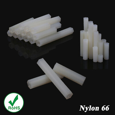 #ad M2 M2.5 M3 M4 White Nylon Plastic Female Thread Hex Standoffs PCB Spacer Pillars $29.45