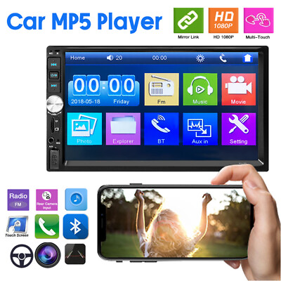 #ad 7quot; 2 Din Car Stereo FM Radio Bluetooth MirrorLink USB Touch Screen With Camera $34.99