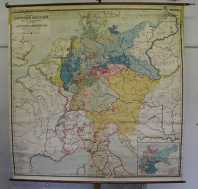 #ad School Wall Map Old Prussia 1815 1900 205x206 1910 Card Vintage Map $498.94