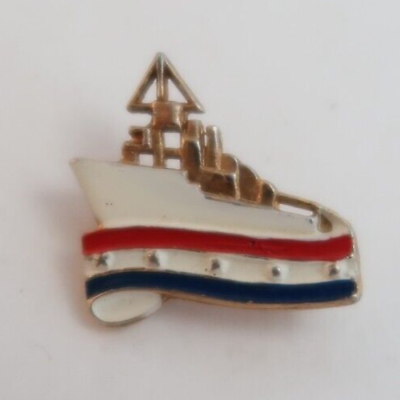 #ad Vintage Boat Ship White Gold Accents Button Badge Pinback Pin 1quot; $23.64